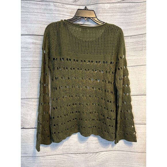 Cupio Crochet-Style Olive Green Sweater Size M - Picture 3 of 3